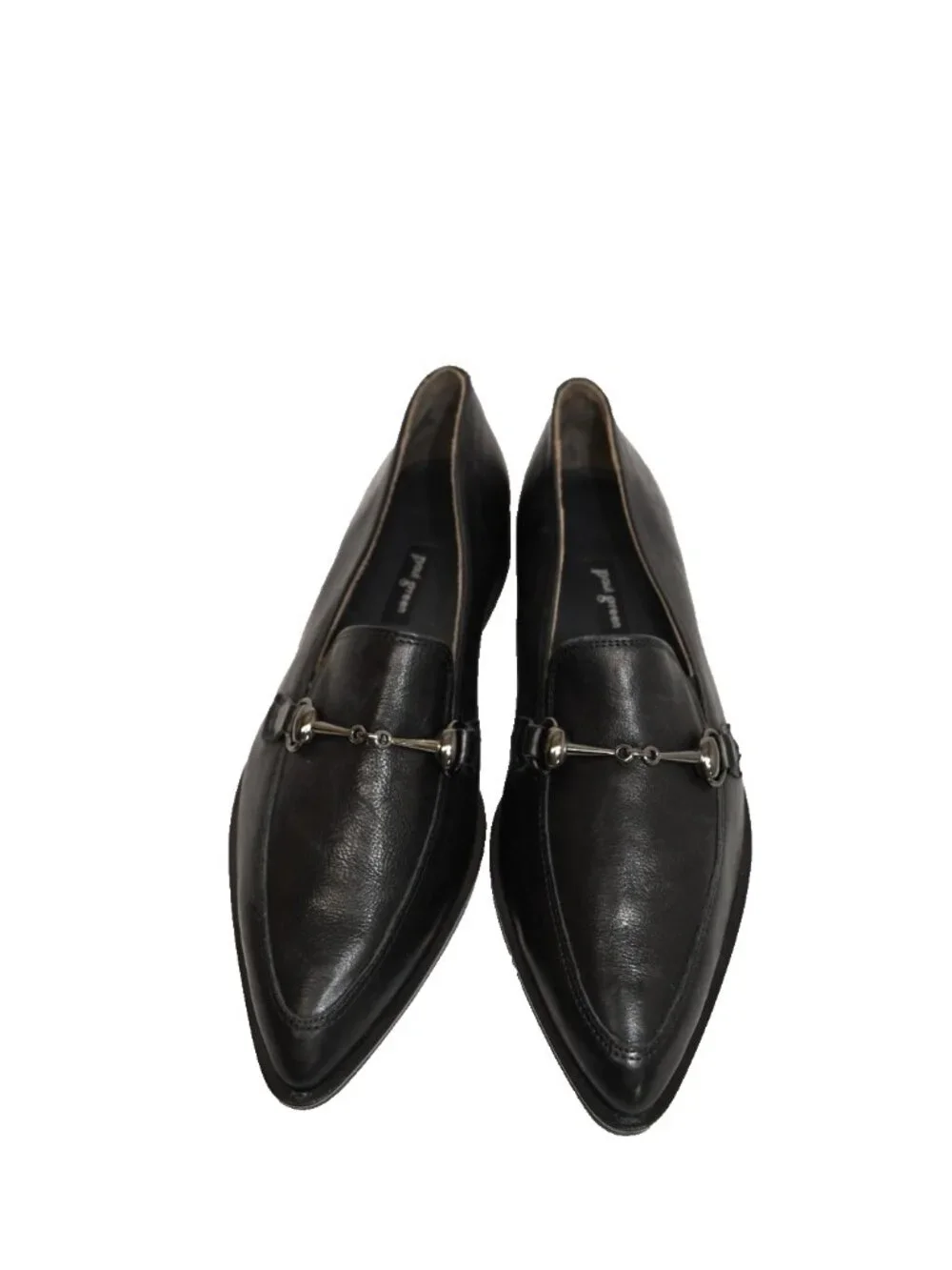 $460 PAUL GREEN wexler pointed toe GUNMETAL bit loafer BLACK LEATHER 7 US (TF15)